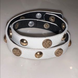 Tory Burch White Leather Wrap Bracelet